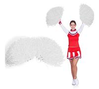 Dioche Cheerleading Pom Poms for Kids, Cheerleader Cheering Squad Pompoms for Boy Girl School Sports Games Team Spirit Cheer, Cheerleader Pompom Dance Party Accessories (White)
