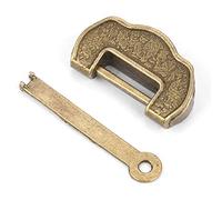 Dioche Chinese Vintage Padlock Antique Retro Style Lock Key with Zinc Alloy Construction, Copper Color for Jewelry Box, Mini Cabinet, Drawer (S)