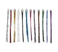 Dioche Colorful Hair Tinsel Extensions Kit Glittering Hair Tinsel Set with 12 Strands 1.2m PET Wires Pliers Crochet Hook Hair Extension Clips for Daily Life Parties and Nightclubs