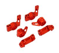 Dioche Cup RC Car RC Car Upgrade Parts Kit - Aluminum Alloy Front Steering Cup & Rear Axle Seat Compatible with Slash 2WD, Rustler, and Stampede - 6-Piece Blue Set (Red)