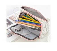 Dioche Cute Pencil Box/Cover Cute Pencil Box Bag. This Large-Capacity Canvas Bag Features a Holder and Mesh Pocket, Making It Suitable for Students and Children to Store (Cotton and Liner)