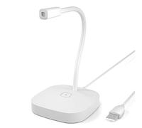Dioche Desktop Microphone, Touch Switch Condenser Microphone, Computer Microphone Plug and Play for Online Video Conferencing, Online Teaching, Live Broadcast (Cool white)