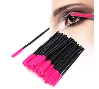 Dioche Disposable Eyelash Brushes 50Pcs Set Silicone Mascara Applicator Makeup Tool for Professional Salon Home Use Yellow Purple Orange Rose Red (Rose Red)