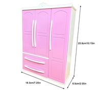 Dioche Doll Closet Mini Mini Princess Wardrobe Decoration, Realistic Design with an Openable Opening, Suitable for Storing and Displaying Doll Clothes and Accessories, Family Toy (pink)