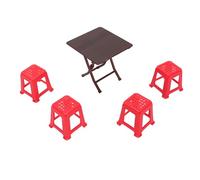 Dioche Dollhouse Table and 1:12 Scale Miniature Villa Furniture Set, Folding Table and Red Stool Model Accessories, Exquisite Handmade Home decor.
