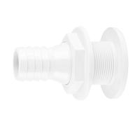 Dioche Fitting Boat Skin 1-1/4in Thru Hull Fitting White Plastic Hose Connector Accessory for Marine Boat, Perfect for Bilge Pump Hose