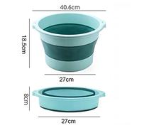 Dioche Foldable Foot Basin Lightweight Collapsible Large Water Capacity Foot Soaking Tub with Massage Function for Home Use and Travel Portable Plastic Material 40.6 X 27 X 18.5cm (Green)