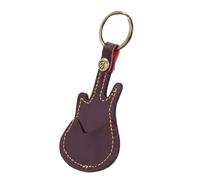 Dioche Guitar Pick Holder Portable Leather Brass Guitar Pick Bag Sleeve Holder - Perfect Storage Solution with Bonus Picks - Convenient Keychain Accessory (Brown)