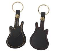 Dioche Guitar Pick Holder Portable Leather Brass Guitar Pick Bag Sleeve Holder - Perfect Storage Solution with Bonus Picks - Convenient Keychain Accessory (Black)