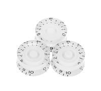 Dioche Guitar Tone Speed Volume Control Knobs Replacement for - Black, 4pcs Set, Sleek Anti-Slip Design, Easy Adjustment with Colored Scales, Compatible for Guitars (White Knob Black Lettering)