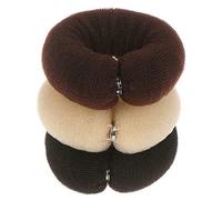 Dioche Hair Bun Maker Ring Flexible Durable Hair Accessories Easy Ponytail Messy Buns Braids for Women Girls Black Beige Brown 4x22cm (Black + brown + beige)