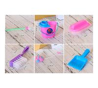 Dioche House Cleaning Tool Toy Kit 9PCS Set Miniature Doll Accessories for Dolls Dollhouse Playtime Plastic Toys for Girls Ages 3 and Up (Colorful)
