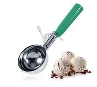 Dioche Ice Cream Scoop, Polished Stainless Steel Ice Cream Spoon with Easy Trigger, Scoop for Ice Cream, Rice, Melon Balls, Cookies, Cakes, Fruit, Mashed Potatoes, Dough, Kitchen Tool (6.5CM- Green)