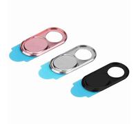 Dioche Laptop Camera Cover 3pcs Metal Lens Cap Webcam Privacy Cover Sticker for Smartphone & Tablets, Ideal for Cyber Protection, Thin Adhesive Design, Compatible with Most (Silver black pink mixed