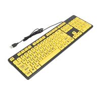 Dioche Large Print Computer Keyboard with USB Wired Design for Students and Elderly - Black, 104 Keys for Visually Impaired Individuals, Comfortable Typing with Multimedia Functionality