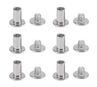 Dioche M5 STAINLESS STEEL RIVET NUTS AND STUDS SET DURABLE FLAT ROUND HEAD RIVETS FOR LEATHER CRAFT ALBUMS AND SCRAPBOOKS 50 PAIRS 0.24x0.39x0.43IN
