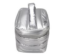 Dioche Makeup Bag Travel Cosmetic Organizer Large Capacity Toiletry Bag for Women Makeup Case 6L Soft Down Cloth 23x16.5x15.5cm (Silver)