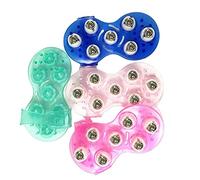 Dioche Manual Massager, 360 Degree Rotation Rolling Balls Palm Massage Tool with Ergonomic Design, for Neck Arms Waist Legs Soles Body Relaxation (Pink)