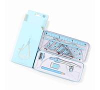 Dioche Math Geometry Kit an 8-piece Math and Geometry Tool Kit Including a Ruler, Protractor, Compass, Pencil, and Eraser, Suitable for Engineering Drawing Tools for Students and (Blue)