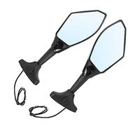 Dioche Modified Mirror with 2 Pcs LED Rearview Mirror Modified Motorcycle Lamp Shell with Light -, Universal Fit for Japanese Motorcycles (Black)