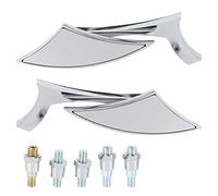 Dioche Motorcycle Mirrors Chrome, 2pcs Motorcycle Rearview Mirrors 8mm 10mm Thread Motorbike Handlebar Side Mirror