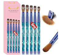 Dioche Nail Art Brushes Set, 5 Piece Blue Glitter French Tip Tools | Soft Flexible Durable Bristles, French Tip Detailing, Acrylic and Crystal Compatibility, Manicure Tools