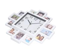 Dioche Photo Frame Wall Clock Diy Frame Clock Abs 15.35In White Photo Frame Wall Clock Diy Multi Photo Personalized Clock For Home Decor
