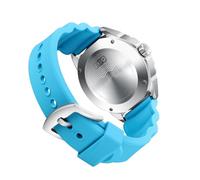Dioche Rainproof Luminous Silicon Solar Powered Quartz Dive Watch 300M Silicone Strap for Men Women - Quick Illumination and Timekeeping for Outdoor Adventures (Blue)
