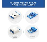 Dioche Right Angle USB Right Angle USB 3.0 Adapter L Shape Converter, 90 Degree A Male to Female, 5Gbps Transfer Rate, Ideal for Tight Spaces, Type A Extender and Coupler
