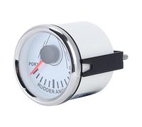 Dioche Rudder Angle Indicator, Boat Spare Parts 52Mm Universal Boat Rudder Angle Indicator 0-190Ohm Signal with 9-32V Backlight Gauge for Boat White Dial Silver Cover (White)