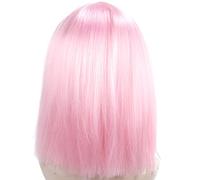 Dioche Short Straight Hair Wig, Soft Lightweight Synthetic with Elastic Breathable Rose Mesh for Party Cosplay Daily Use 35cm 13.8in (Pink)