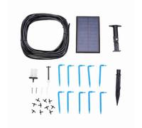 Dioche Solar Drip Irrigation Kit for 10 Potted Plants, Automatic Plant Watering System with 6 Timer Modes, 400ml/min Rate, Solar Powered with Built-in Battery, Perfect for Gardens (Black)