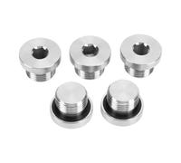 Dioche Stainless Steel Pipe Plug M18x1.5 Hex Socket with Rubber Washer | 304 Steel Male Thread Fitting for Water Oil Gas Sealing, 9.5mm Thread Length, 8mm Hex Key Drive
