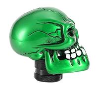 Dioche Stick Knob Gear Skeleton Skull Gear Shift Knob, Shift Lever, Universal Fit, Unique Stylish Design, Red Finish (Green #02)