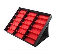 Dioche Sunglasses Display Holder, 18 Grids Sunglasses Display Storage Holder Eyeglasses Watch Organizer Case with Metal Snap Buttons for Glasses Storage, 18.5 x 14.6 x 2.4inch