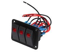 Dioche Switches Board Gang Switch Panel with Red LED Lights - & DC12V 24V Switch Board for Car, Boat, RV, Truck