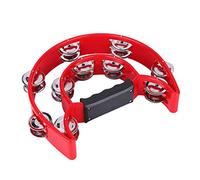 Dioche Tambourine Double Jingles Double-row Brass Bells, Handbells, Percussion Instruments with a Crisp, Rhythmic Sound, Suitable As Musical Companions for Children and adults. (Red)