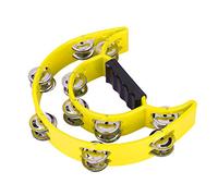Dioche Tambourine Double Jingles Double-row Brass Bells, Handbells, Percussion Instruments with a Crisp, Rhythmic Sound, Suitable As Musical Companions for Children and adults. (Yellow)