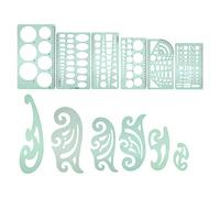 Dioche Template Set French 12Pcs Multifunctional Plastic Draft Ruler Set - Durable Drawing Templates for Precise Geometric Designs, Ideal for Artists, Students, and Designers