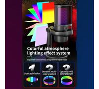 Dioche USB Microphone RGB USB RGB Microphone with Tripod | Real-time Monitoring | Plug & Play | Volume Gain Control | Perfect for Gaming, Meeting, Live Streaming & Recording | (White)