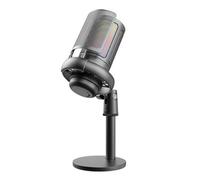 Dioche USB RGB Microphone with Tripod | Real-time Monitoring | Plug & Play | Volume Gain Control | Perfect for Gaming, Meeting, Live Streaming & Recording | Compatible with (Black)