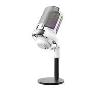 Dioche USB RGB Microphone with Tripod | Real-time Monitoring | Plug & Play | Volume Gain Control | Perfect for Gaming, Meeting, Live Streaming & Recording | Compatible with (White)