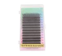 Dioche Volume Extension Lashes Soft 0.07B Thickness Double Hair Tip Professional Fanning Eyelashes Fluffy Effect Look Artificial Fiber Easy To Apply For Beauty Salon Eyelash Stylists (8-15mm Mix)