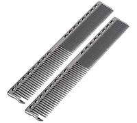 Dioche White Cutting Combs 2pcs High-grade Stainless Steel Hair Clipper Comb, Professional Hair Styling Tool Suitable for Both Home and Professional use. (Black)