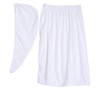 Dioche Women's Bath/Shower Wrap Towel with Hair Towel Wrap, Quick Dry Microfiber Bath Towel Body Wrap, Knee Length Bath Body Wrap Shower Robes with Adjustable Touch Fastener (white)