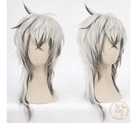 DIOCOS Arknights AMIYA Siege Jetfire Silver Grey Cosplay Wigs Heat Resistant Synthetic Wig for Halloween Party One Size Q