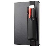 diodrio Adjustable Elastic Band Pen Holder, Pencil Holder, Pen Sleeve Pouch for Hardcover Journals, Notebooks, Planners, Binders, Fit Notebooks from 8" to 11” in Height, PU Leather, Detachable, Black