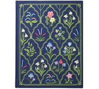 diodrio Luxe Embroidered Sketchbook 180gsm Premium Heavy Paper, 92 Blank Pages for Sketching, Cloth Cover with Floral Embroidery, 10.4" L x 8.25" W, Grosgrain Ribbon Bookmark, Lapis Blue, Size M