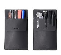 diodrio Pocket Protector, Leather Pen Pouch Holder, 5 Pen Capacity, Black, 2 Per Pack