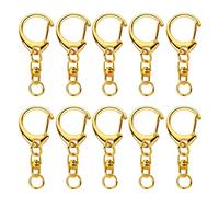 Diogeynu 10 Pcs Zinc Alloy for Rings with Chain and Jump Rings for Keychain Lanyard Jewelry Accessories Gold/Silve Split with Chain and Jump Gold